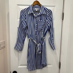 AYR Royal Blue and White Striped Button-Up Dress size Small
